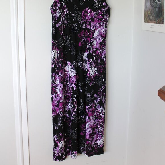 Northern Reflections Black/Purple Floral Maxi Dress Medium - Picture 4 of 4